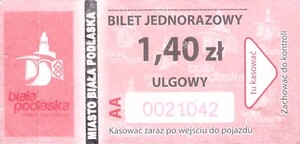 Bilet Biała Podlaska 1,40