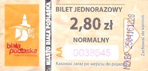 Bilet Biała Podlaska 2,80