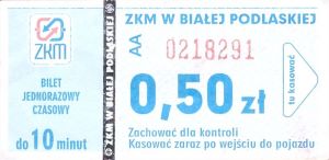 Bilet Biała Podlaska 0,50
