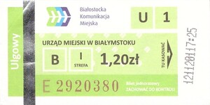 Bilet Białystok 1,20