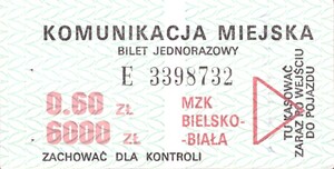 Bilet Bielsko Biała 0,60/6000