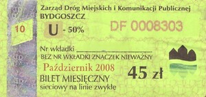 Bilet Bydgoszcz 45 10,2008