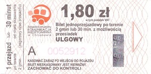 Bilet Chrzanów 1,80