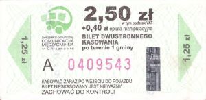 Bilet Chrzanów 2,50 + 0,40