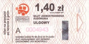 Bilet Chrzanów 1,40