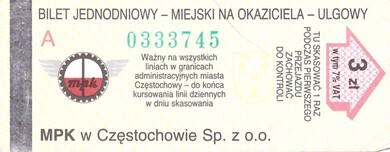 Bilet Częstochowa 3