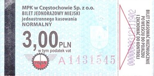 Bilet Częstochowa 3,00