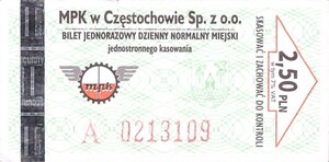 Bilet Częstochowa 2,50