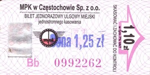 Bilet Częstochowa