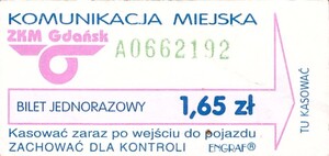 Bilet Gdańsk 1,65