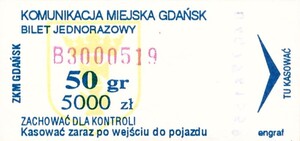 Bilet Gdańsk 50/5000