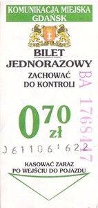 Bilet Gdańsk 0,70 pion