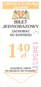 Bilet Gdańsk 1,40 pion