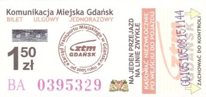 Bilet Gdańsk 1,50