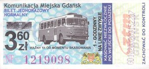 Bilet Gdańsk 3,60