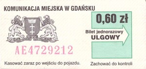 Bilet Gdańsk 0,60
