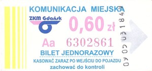 Bilet Gdańsk 0,60 paski