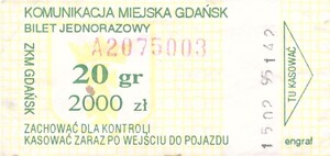 Bilet Gdańsk 20/2000