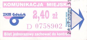 Bilet Gdańsk 2,40