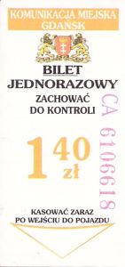 Bilet Gdańsk 1,40 pion
