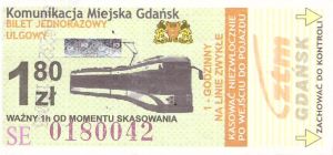 Bilet Gdańsk 1,80