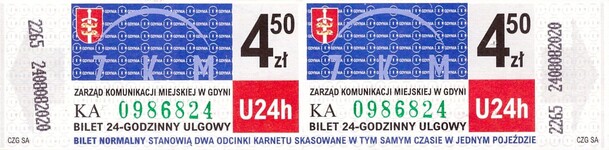 Bilet Gdynia 2x4.50