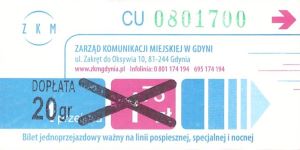 Bilet Gdynia 1,75 przebitka