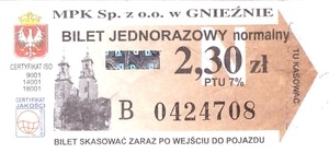 Bilet Gniezno 2,30