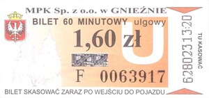 Bilet Gniezno 1,60