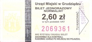 Bilet Grudziądz 2,60