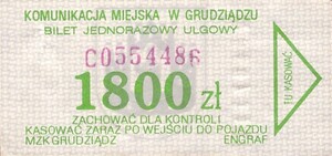 Bilet Grudziądz 1800