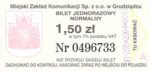 Bilet Grudziądz 1,50