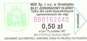 Bilet Grudziądz 0,50