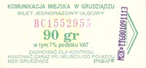 Bilet Grudziądz 90