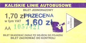 Bilet Kalisz 1,70 przebitka