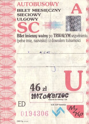 Bilet Katowice 03 2007