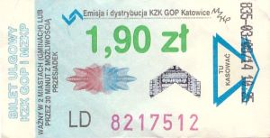 Bilet Katowice 1,90 hologram strzałka do góry