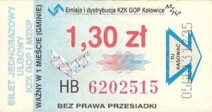 Bilet Katowice 1,30 hologram strzałka w dół