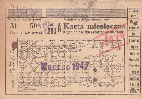 Bilet Katowice 03 1947