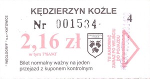 Bilet Kędzierzyn Koźle 2,16