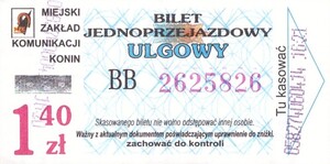 Bilet Konin 1,40