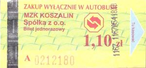 Bilet Koszalin 1,10