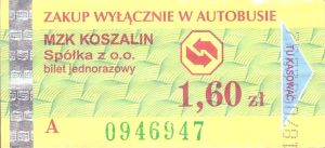 Bilet Koszalin 1,60