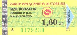 Bilet Koszalin 1,60