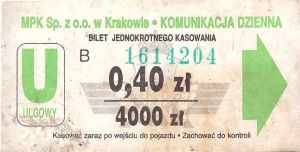 Bilet Kraków 0,40/4000