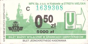 Bilet Kraków 0,50/5000 kierowca
