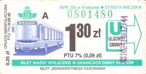 Bilet Kraków 1,30