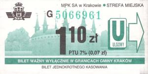 Bilet Kraków 1,10