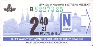 Bilet Kraków 2,40
