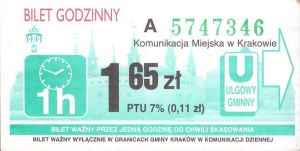 Bilet Kraków 1,65 Jasny Herb